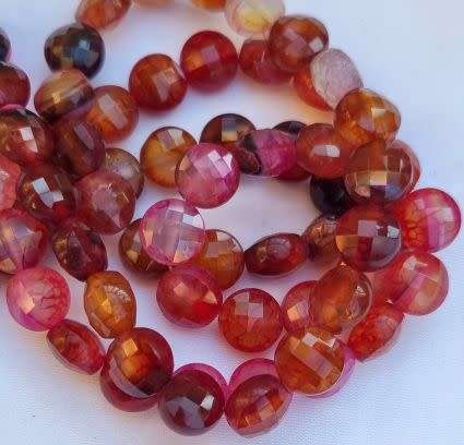 1 Strand (+/-10mm) Red  / Multi Color  / Natural / Agate/ Faceted /Dyed Beads +/- 36pcs