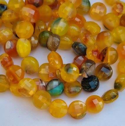 1 Strand (+/-10mm) Yellow / Multi Color  / Natural / Agate/ Faceted /Dyed Beads +/- 36pcs