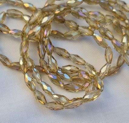 *Clearance Sale*1 Strand (8x4 mm) Light Brown  /Oval Faceted Electroplate Glass Beads