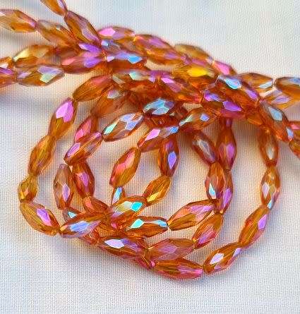 *Clearance Sale*1 Strand (8x4 mm) Orange  /Oval Faceted Electroplate Glass Beads  +/- 60pcs