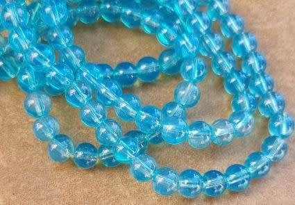 30Pc x 6mm  Light Blue Round Imitation Opalite Glass  Beads