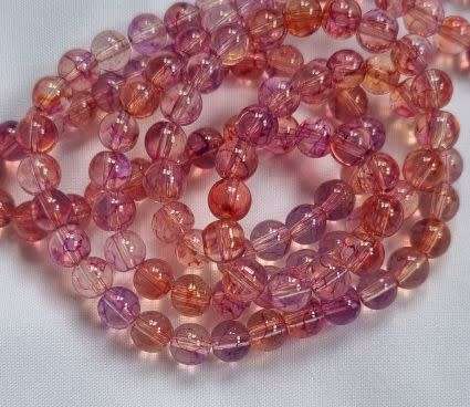 30Pc x 6mm  Imitation Opalite / Lilac / Orange Color  Glass  Beads