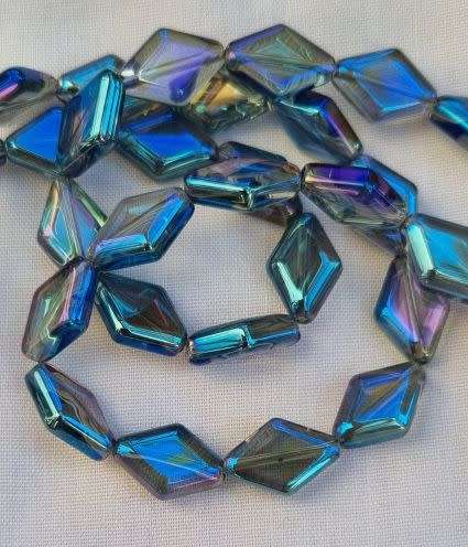 *Clearance Sale*10pc  (15x10mm) Dark Blue / Multi Color / Diamond Shape/ Electroplate Glass
