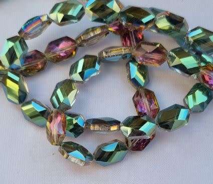 *Clearance Sale*10pc  (12x8mm) Green / Purple / Multi Color /  Electroplate Glass Beads