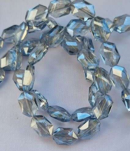 *Clearance Sale*10pc  (12x8mm) Steel Blue /  Electroplate Glass Beads