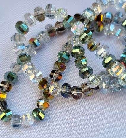 *Clearance Sale*1 Strand   (8x6mm)  Mixed / AB / Electroplated  Faceted  Glass Beads