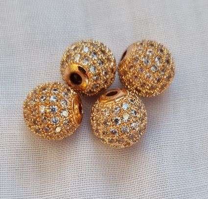*Clearance Sale *1pc x 10mm Round / Rose Gold Color / Brass/ Clear Cubic Zirconia /