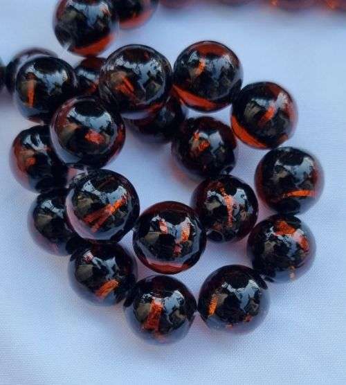 *Clearance Sale*1Pc x 12mm, Black / Brown /Silver Foil / Round Handmade Lampwork