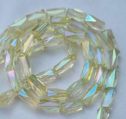 *Clearance Sale*10pc (8x4mm) Light Yellow / Column / Electroplated Glass Beads