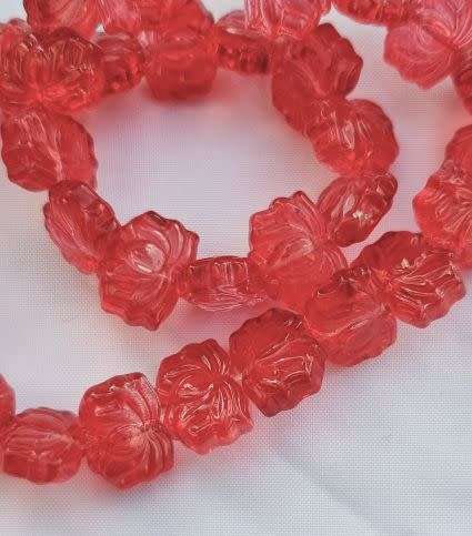 10pc (13x9mm) Red  / Lotus  /  Glass Beads