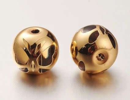 *Clearance Sale*1Pc x (10mm) 18K Gold Plated / Yellow / Butterfly / Round Glass