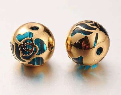 *Clearance Sale*1Pc x (10mm) 18K Gold Plated / Light Blue / Rose / Round Glass
