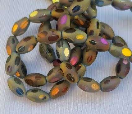 *Clearance Sale*10 pc x 13mm  Multi Color /  Oval / Faceted / Frosted /  Electroplate Glass Beads