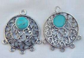*Clearance Sale*1pc Tibetan Style Pendant / Chandelier Components / With  Synthetic Turquoise (35x