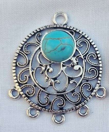 *Clearance Sale*1pc Tibetan Style Pendant / Chandelier Components / With  Synthetic Turquoise (35x