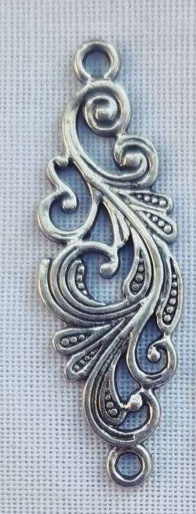 *Clearance Sale* 1pc Flower Filigree Connector / Thai Sterling Silver Plated Alloy,(30x10mm) - Each