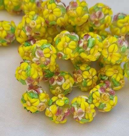 *Clearance Sale*1pc  Yellow / Multi Color  Handmade Lampwork Glass