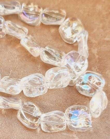 *Clearance Sale*10pc  (10.5x11mm) Clear / Nugget  / Electroplate  Glass Beads