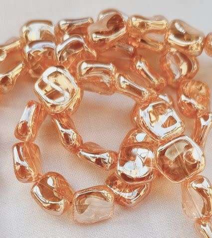 *Clearance Sale*10pc  (10.5x11mm) Orange / Nugget  / Electroplate  Glass Beads