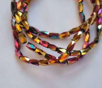 *Clearance Sale*20pc (5x3mm) Red/ Gold / Multi Color  / Column / Electroplated Glass