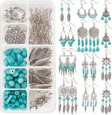 ***DIY*** 10 Pairs / Synthetic Turquoise Beads Earring Kit ***