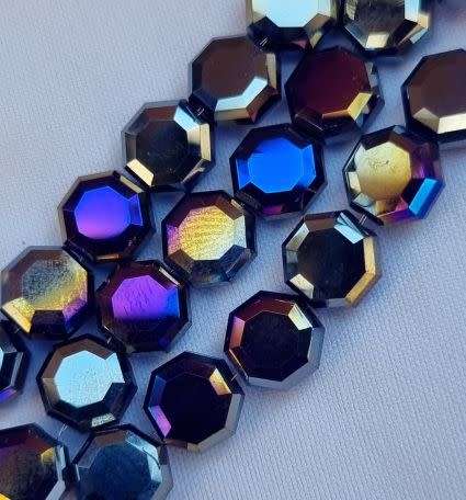 *Clearance Sale*12pc x 7mm  Dark Blue / Purple / AB/  Octagon Glass Beads