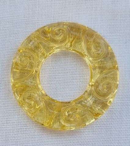 1pc  Yellow /   Glass /  Ring  Pendant  / Bead +/- 25mm