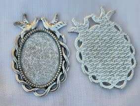 *Clearance Sale* DIY ***1pc Tibetan Style, Oval / Birds  / Bezel Cabochon Settings  / Tray : 18x25mm
