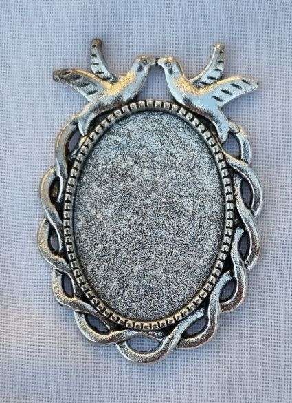 *Clearance Sale* DIY ***1pc Tibetan Style, Oval / Birds  / Bezel Cabochon Settings  / Tray : 18x25mm