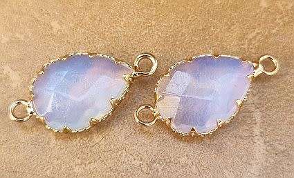 *Clearance Sale*1 pc Opalite  / Drop / Gold Tone /  Connector /  (27x14mm)