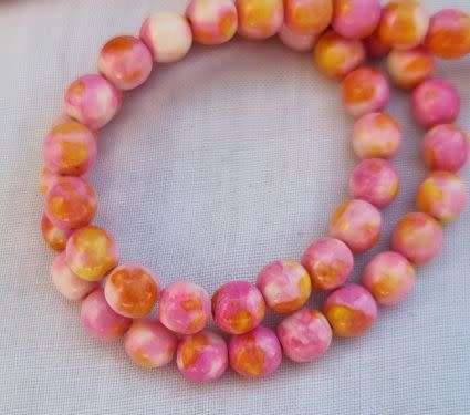 *Clearance Sale*20pc x 6mm Pink / Orange  / Multi Color/ Dyed / Synthetic Jade /