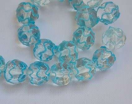*Clearance Sale*1pc x +/- 12mm Clear / Blue Detail / Round Lampwork