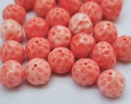 *Clearance Sale*10pc x (+/- 12mm)  Synthetic Coral  / Strawberry / Dyed / Beads
