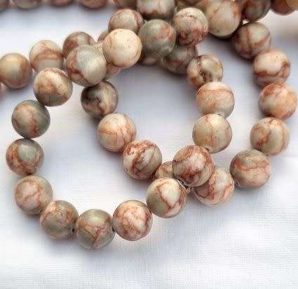 *Clearance Sale*1 Strand  x (+/-10mm) Natural / Red Netstone/ Round Beads