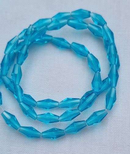 *Clearance Sale*20pc x (+/- 9x4mm) Blue / Bicone /Clear  Glass Beads