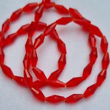 *Clearance Sale*20pc x (+/- 9x4mm) Red / Bicone /Clear  Glass Beads