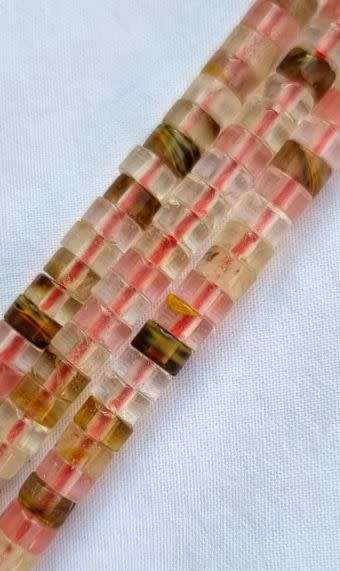 1 Strand (+/-4x2mm) Natural / Cherry Quartz Glass Beads  (+/-160pcs per strand)