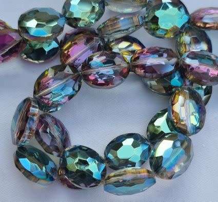 *Clearance Sale*6pc  (16x12mm) Green / Purple / Multi Color / Oval / Electroplate/ Faceted