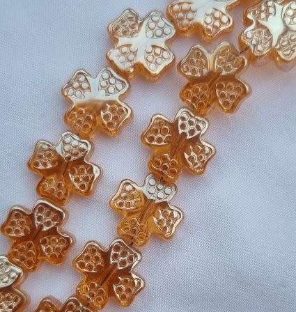 *Clearance Sale*6pc  (11.5mm) Orange / Cross / Flower  / Electroplate  Glass Beads