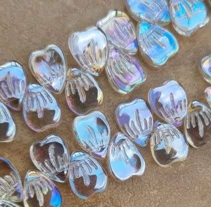 *Clearance Sale*10pc  (12x9mm) Clear / AB / Petal / Flower  / Electroplate  Glass Beads