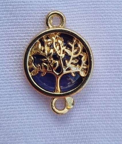 *Clearance Sale*1pc  Gold Tone / Tree Of Life / Purple Glass Bead / Connector / Flat Round +/-