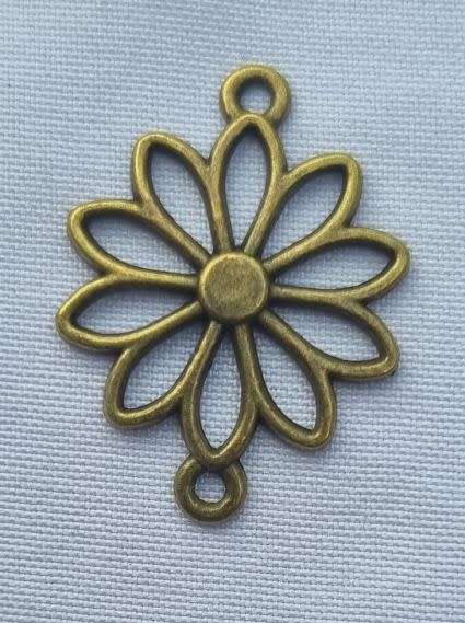 *Clearance Sale*1pc x (25x18mm) Flower / Antique Bronze  Tibetan Style Connector