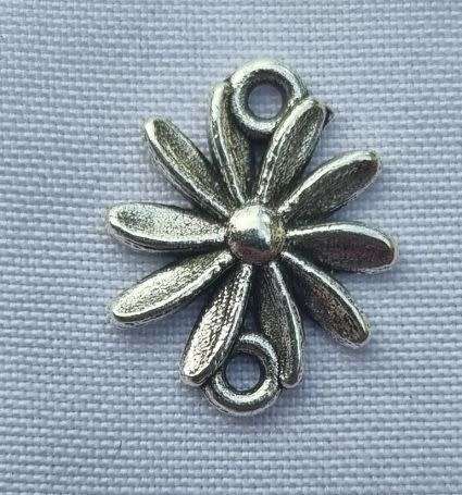 *Clearance Sale*1pc x (15mm) Flower / Daisy  Antique Silver  Tibetan Style Connector