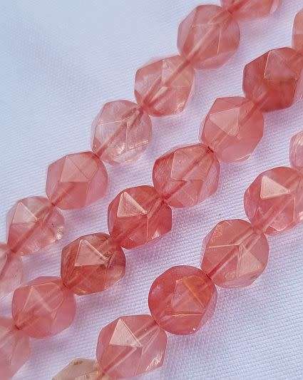 *Clearance Sale*1 Strand  x (+/-10mm) Cherry Quartz Glass/ Faceted Beads/ +/- 38pcs