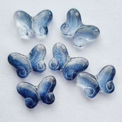 *Clearance Sale*10Pc x (14 x 10mm) Dark Blue / Painted  Butterfly Glass Beads