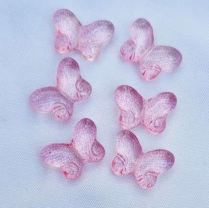 *Clearance Sale*10Pc x (14 x 10mm) Pink / Painted  Butterfly Glass Beads