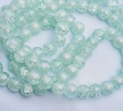 *Clearance Sale*20pc x 8mm  Pale Turquoise / Painted Pink Glitter Powder /