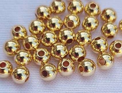 *Clearance Sale* 40pc (5mm) Round / 14K Gold Plated /  Spacer Beads