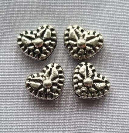 *Clearance Sale* 4pc x 7mm  Heart / Antique Silver Tibetan Style Metal Spacer Beads