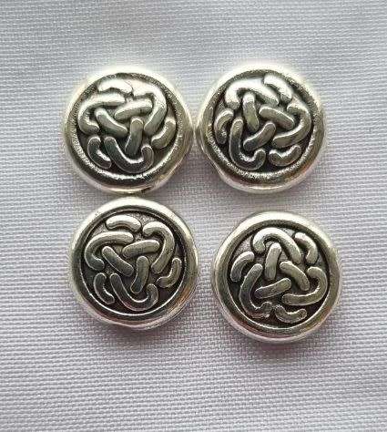 *Clearance Sale* 4pc x 10mm  Flat Round / Knot Detail  / Antique Silver Tibetan Style Metal Spacer